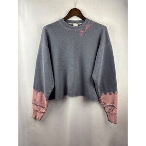Women’s I.S.M.B.S. Medium Grey & Pink Acid Wash w/ Ef It Embroidery Crewneck